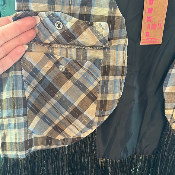 Punkies Place Refurbished Plaid Fringe Vest - Picture 3 of 5